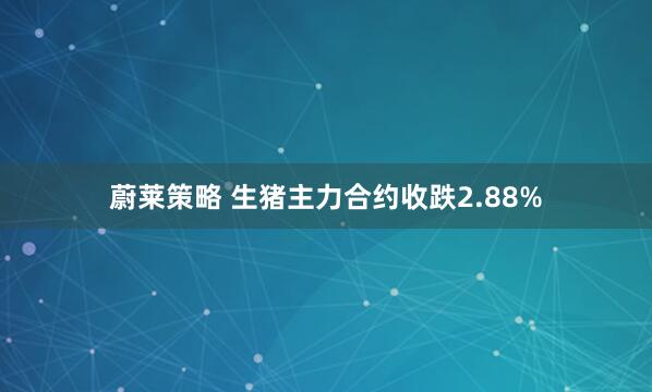 蔚莱策略 生猪主力合约收跌2.88%